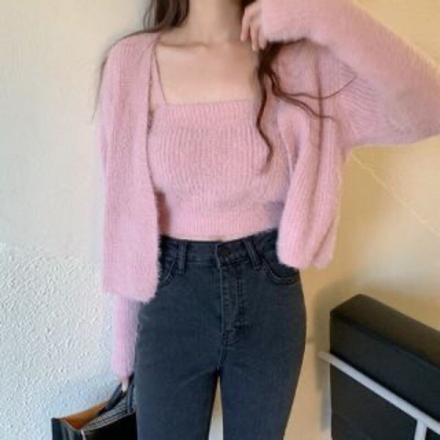 SET CARDIGAN LÔNG THỎ  5 màu