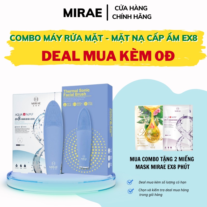 Combo Máy rửa mặt - Mặt nạ Mirae 8 phút cấp ẩm cấp tốc cải thiện da khô mang lại làn da căng mịn 20g/miếng