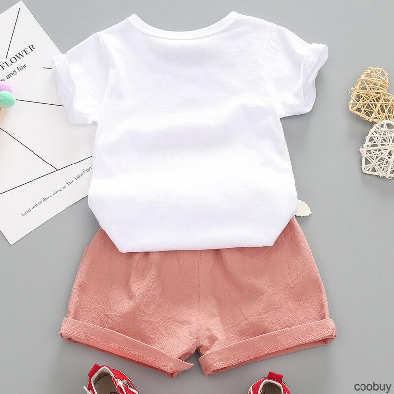 Set Áo Thun Tay Ngắn &amp; Quần Short Cho Bé Gái