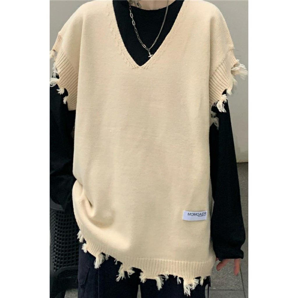 Ao len nữ form rộng hàn quốc, áo sweater nữ form rộng len kiểu gile cổ v phong cách học sinh hàn quốc 2021 | BigBuy360 - bigbuy360.vn