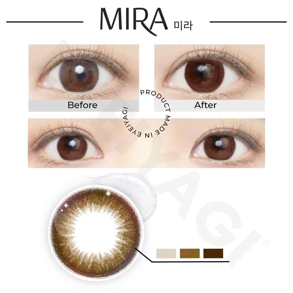 [LENS KHÔNG CẦN NGÂM] EYEIYAGI MIRA CHOCO Tone nâu PREMIUM SILICONE HYDROGEL | Anti UV | Chính hãng HÀN QUỐC