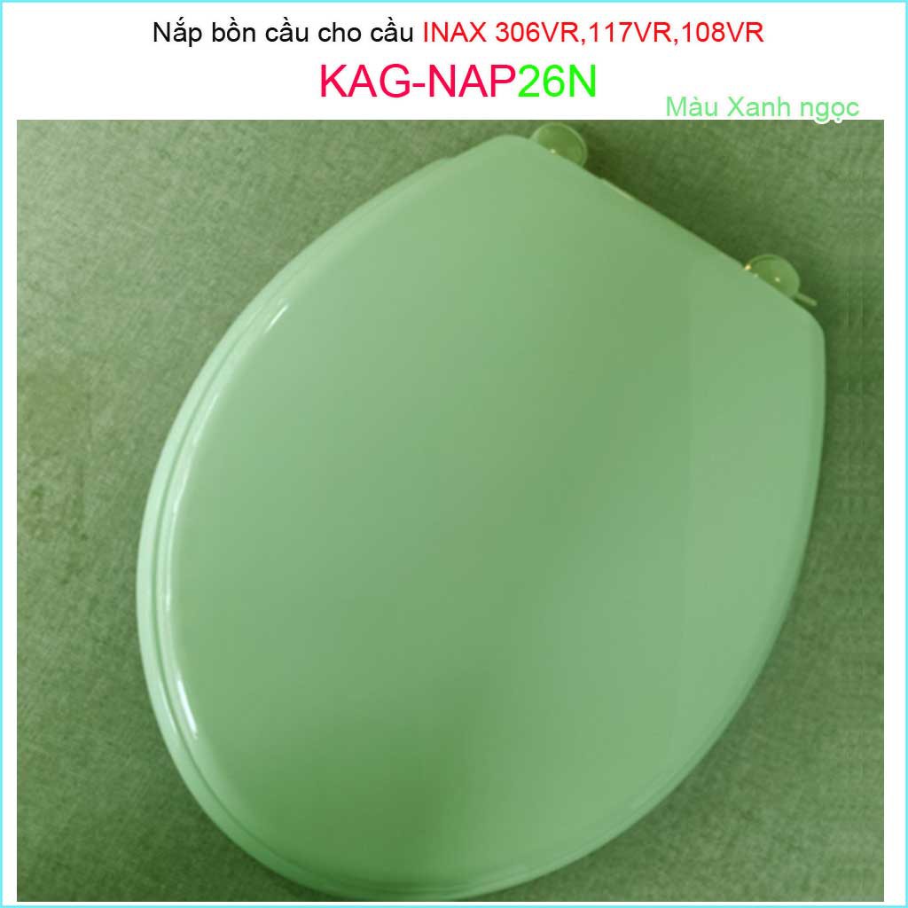 Nắp đậy cho bồn cầu LInax KAG-NAP26N xanh ngọc nhạt, Nắp xí bệt C117-C306-C108 2 khối nhựa bóng-đẹp