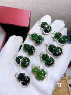 Tỳ hưu jade sơn thủy bọc bạc