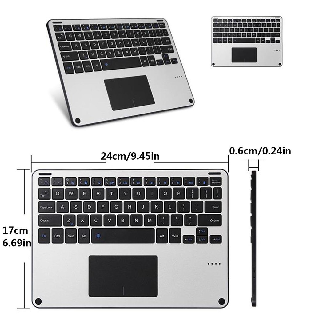 Bàn phím bluetooth không dây với bàn di chuột cho iPad Tất cả máy tính bảng Máy tính xách tay Mac Điện thoại Hợp kim nhôm Bàn phím bàn di chuột có thể sạc lại