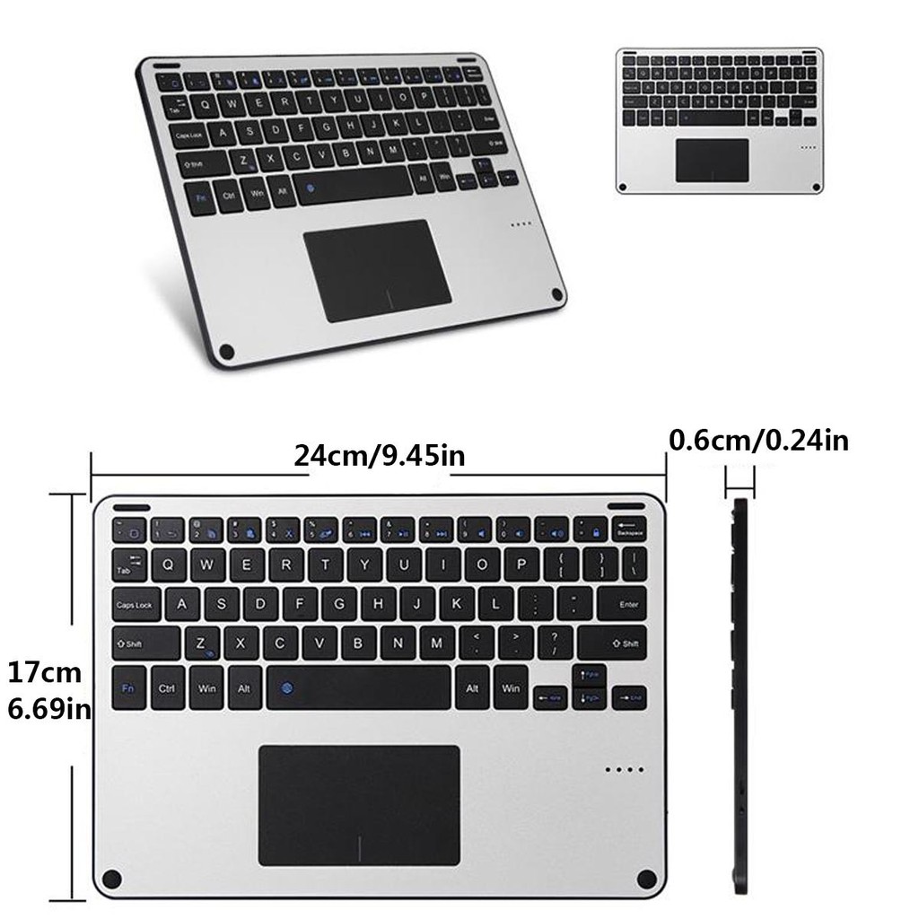 Bàn phím bluetooth không dây với bàn di chuột cho iPad Tất cả máy tính bảng Máy tính xách tay Mac Điện thoại Hợp kim nhôm Bàn phím bàn di chuột có thể sạc lại