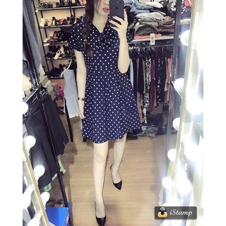 Đầm xòe cổ nơ chấm bi CC27 cao cấp