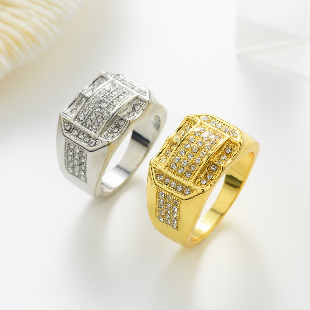 Nhẫn mạ vàng 18K thời trang nam Nhẫn đính hôn kim cương sang trọng