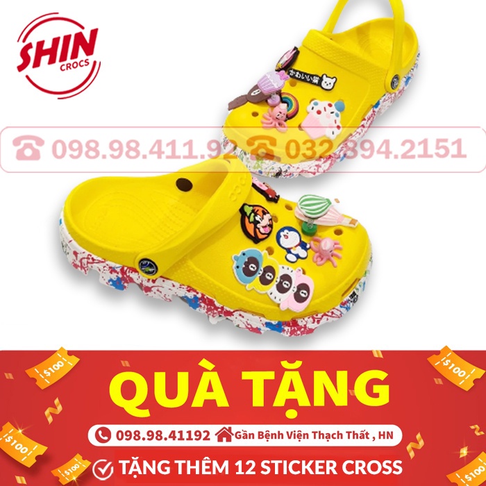 Giày dép Cross vảy sơn họa tiết vàng chanh SHINCR8IK1 tặng thêm 12 sticker cross