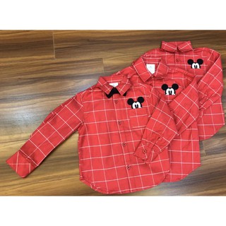 Áo sơmi kẻ đỏ Mickey Disney