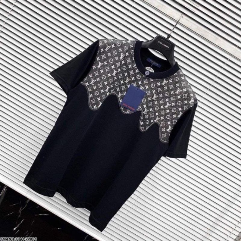 Áo thun Unisex nam nữ LV in phối xanh trắng - đen đen form rộng đẹp tay lỡ kiểu hàn quốc vải cotton HARI in hoạ tiết
