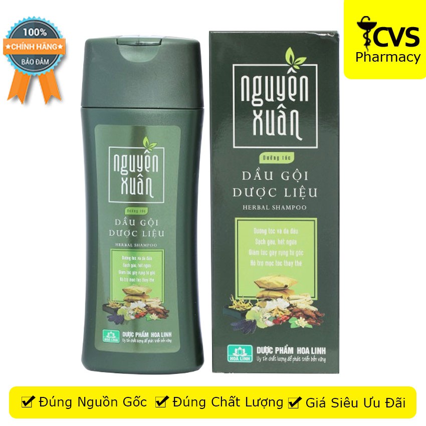 Dầu gội dược liệu Nguyên Xuân chai Xanh 200ml - dưỡng da đầu, giúp tóc khỏe, mềm mại, giảm tóc gãy rụng - cvspharmacy