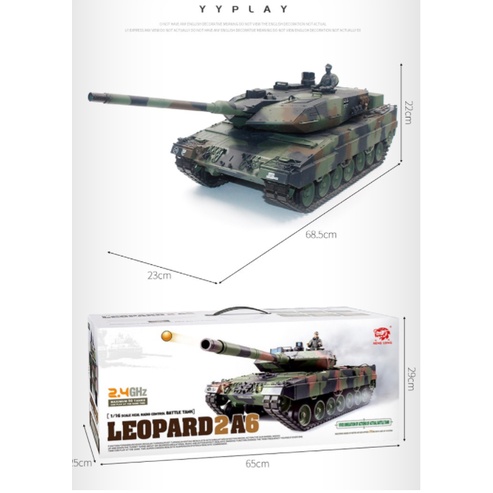 Xe tăng Henglong 1:16 Xe tăng điều khiển hạng nặng Leopard 2A6 của Đức 7.0