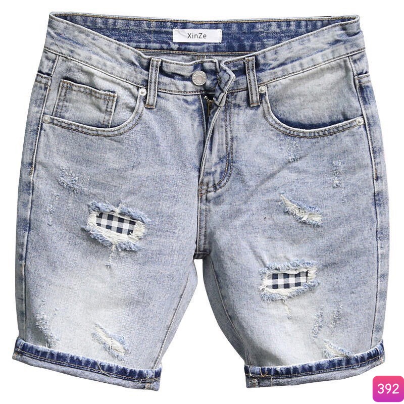 Quần Short Jean, Đùi Rin Nam Đen Rách Sơn Co Giãn 4 chiều M113