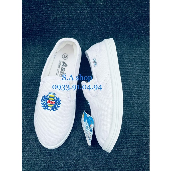 Giày thể thao xỏ/lười Trắng vải bé gái/trai Asia