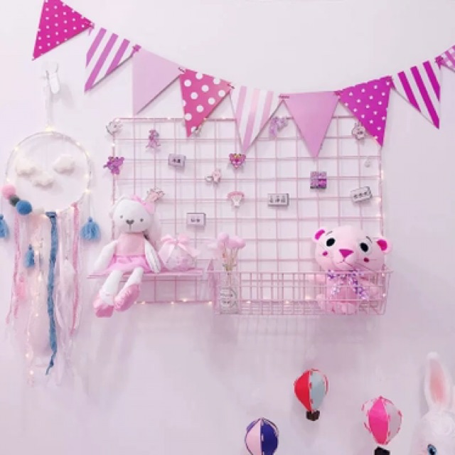 TẶNG ĐINH TREO - DECOR LƯỚI SỐNG ẢO HỒNG PASTE SIÊU CUTE  đủ kích thước, phụ kiện trang trí