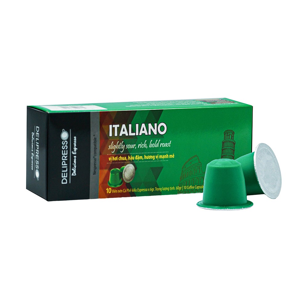 Capsules - Italiano - 10 viên x 6g - Cà Phê Viên Nén Delipresso - Phương Vy Coffee