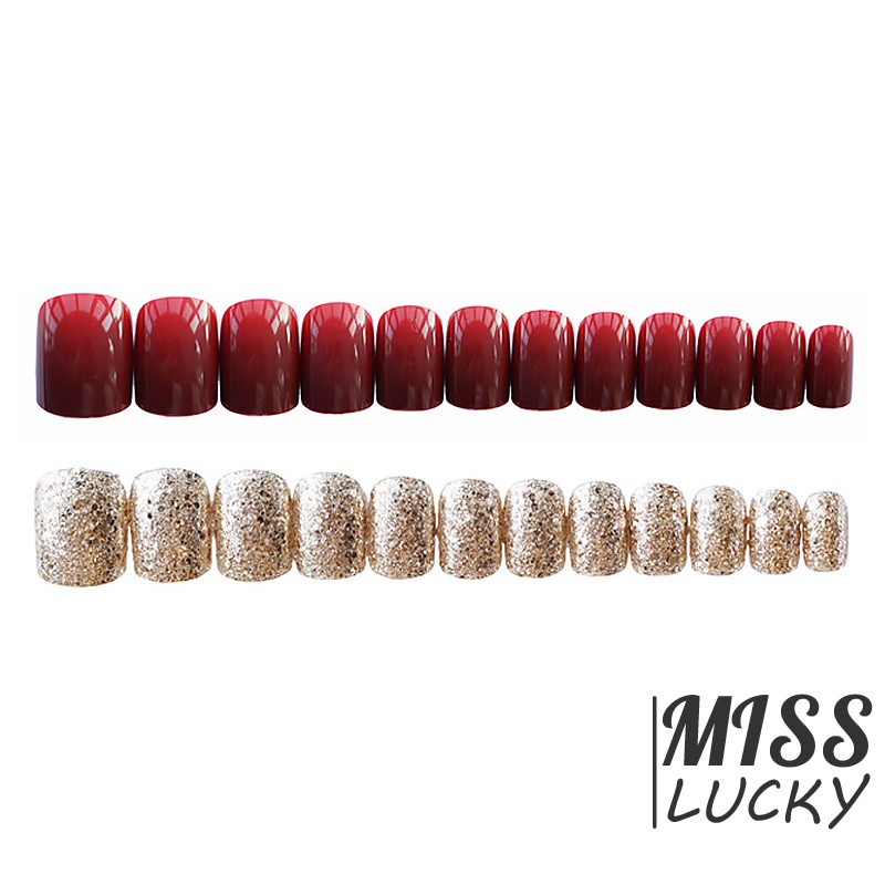 Bộ 24 móng tay giả sơn tông đỏ sang trọng