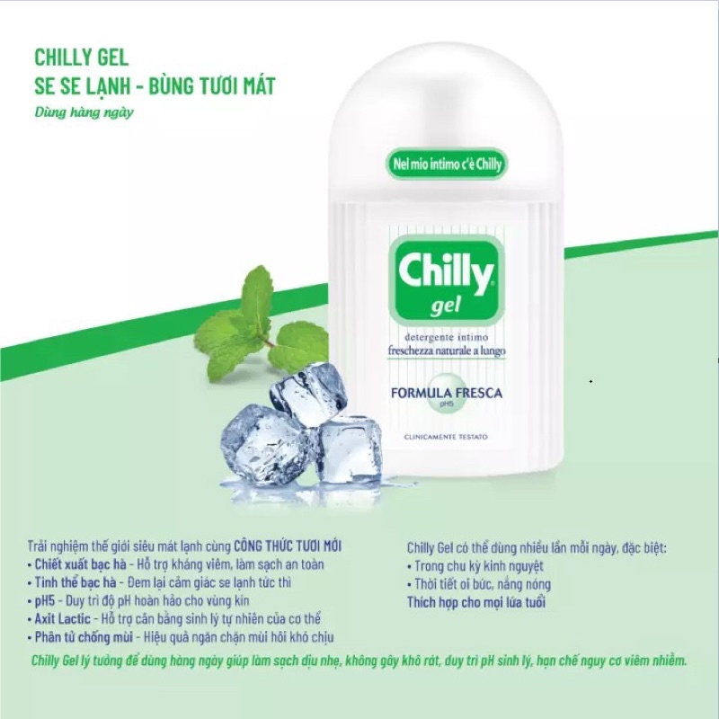 Dung dịch vệ sinh phụ nữ Chilly Delicato - Dưỡng mềm mại, sạch dịu êm -  số 1 tại Italy - (200ml/chai)