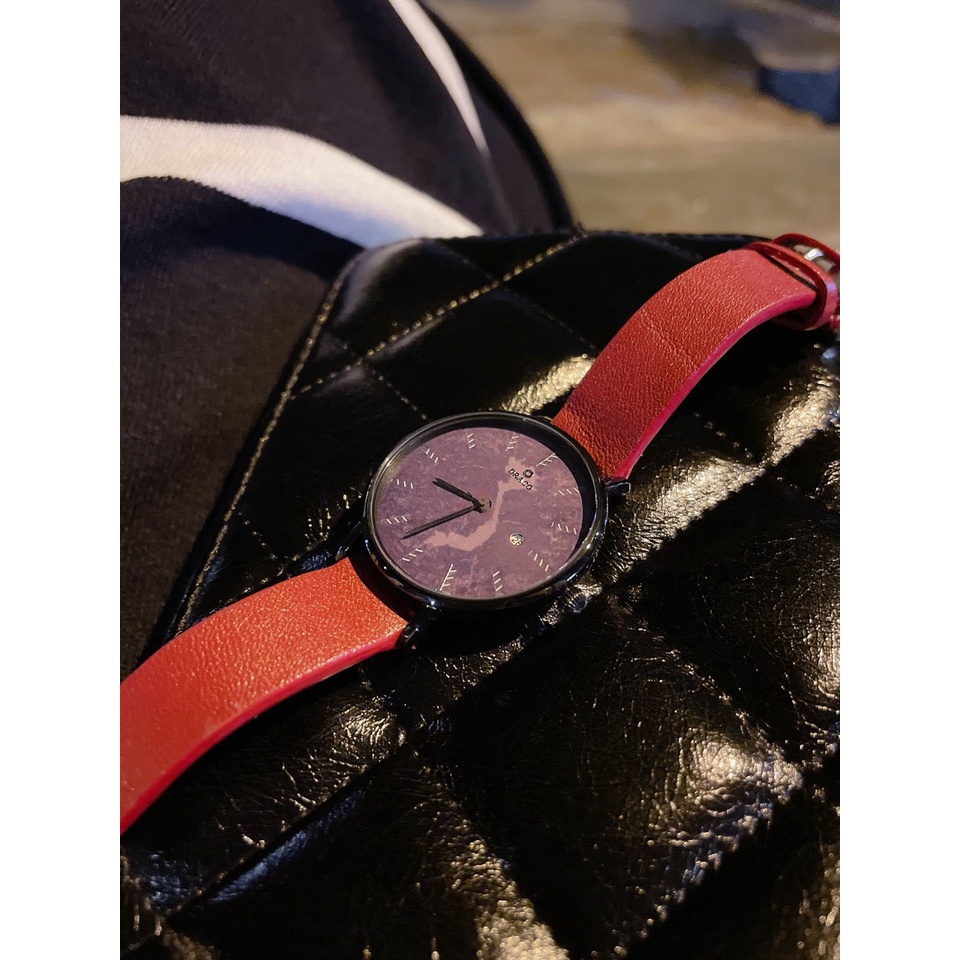 Đồng hồ nữ Draco D22-STN03 &quot;Vietnamese Girl&quot; viền đen kết hợp chất liệu dây da bò màu nâu - phụ kiện thời trang nữ