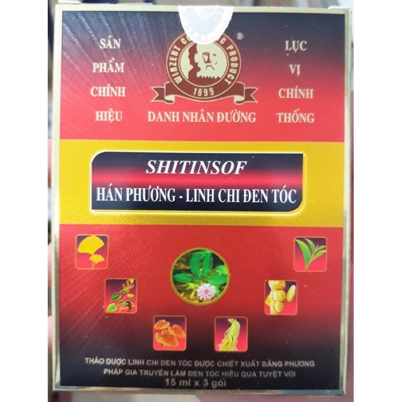 Dầu gội đen tóc Shitinsof Hán Phương Linh Chi (Hộp 3 gói)