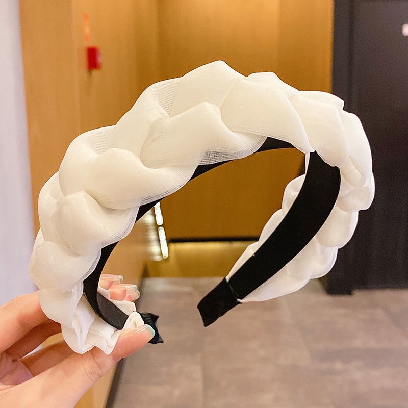Băng Đô Vải Organza Cao Cấp / Băng Đô Bện Sợi Satin Rộng / Thắt Bím Tóc Co Giãn Chống Trượt Phong Cách Hàn Quốc Cổ Điển Dành Cho Bạn Nữ