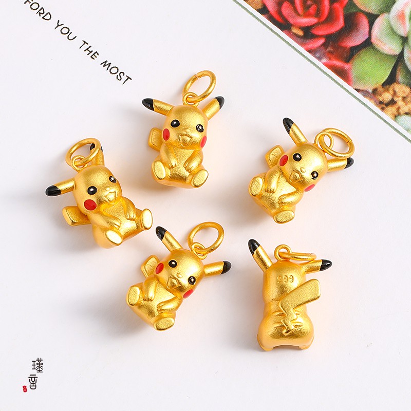 Dây Chuyền / Vòng Tay Mặt Hình Pikachu Màu Vàng Không Phai