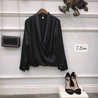 Áo sơmi lụa vạt chéo