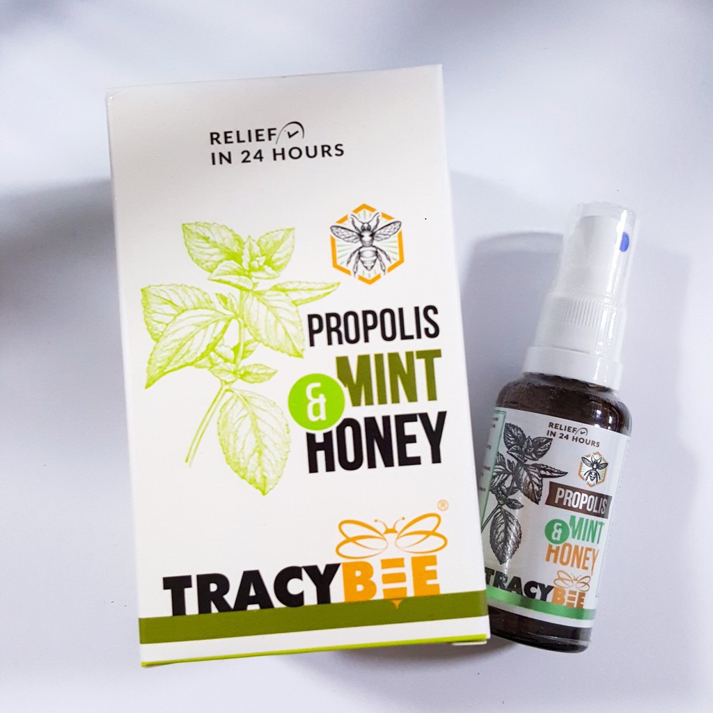 Keo Ong Tracybee Xịt Giảm Viêm Họng Vị Bạc Hà Cho Người Lớn Và Trẻ Em Từ 2 Tuổi Propolis Mint & Honey (30ml)