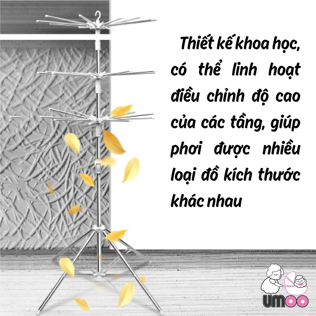 Cây Phơi Đồ Em Bé Chính Hãng Umoo Nhỏ Gọn Tiện Lợi Bằng Thép Cao Cấp Không Gỉ UM-09116