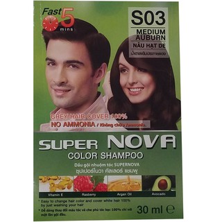 Dầu Gội Nhuộm Tóc Thảo Dược Màu Nâu Hạt Dẻ SUPER NOVA S03 hộp 12 túi-0804056
