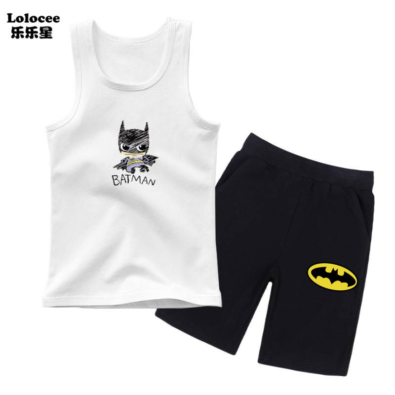 Bộ quần áo không tay cho bé trai mùa hè Bộ quần áo thời trang Batman in Tank + quần short Bộ trang phục cho trẻ em trai