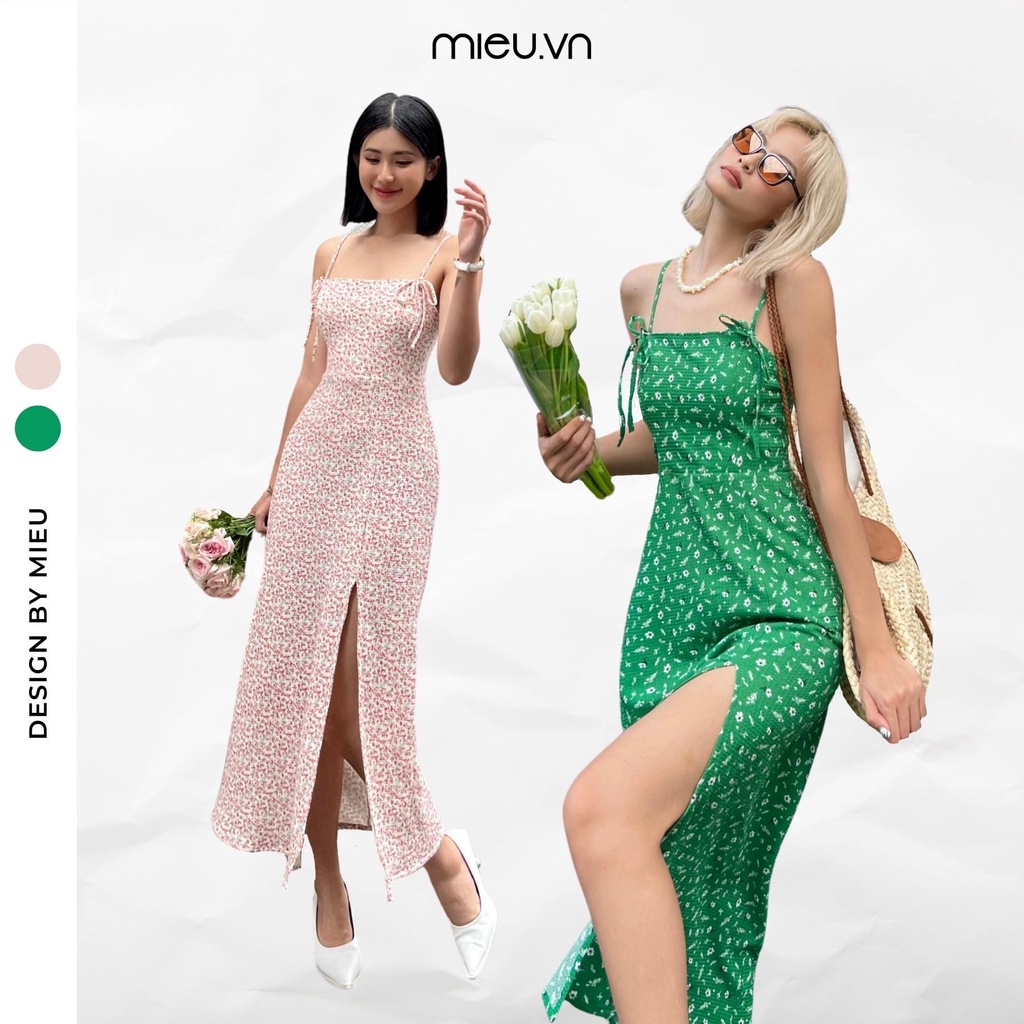 Đầm nữ xẻ tà chất thun gân ôm form, thoải mái thiết kế hai dây quyến rũ MIEU - JJL18