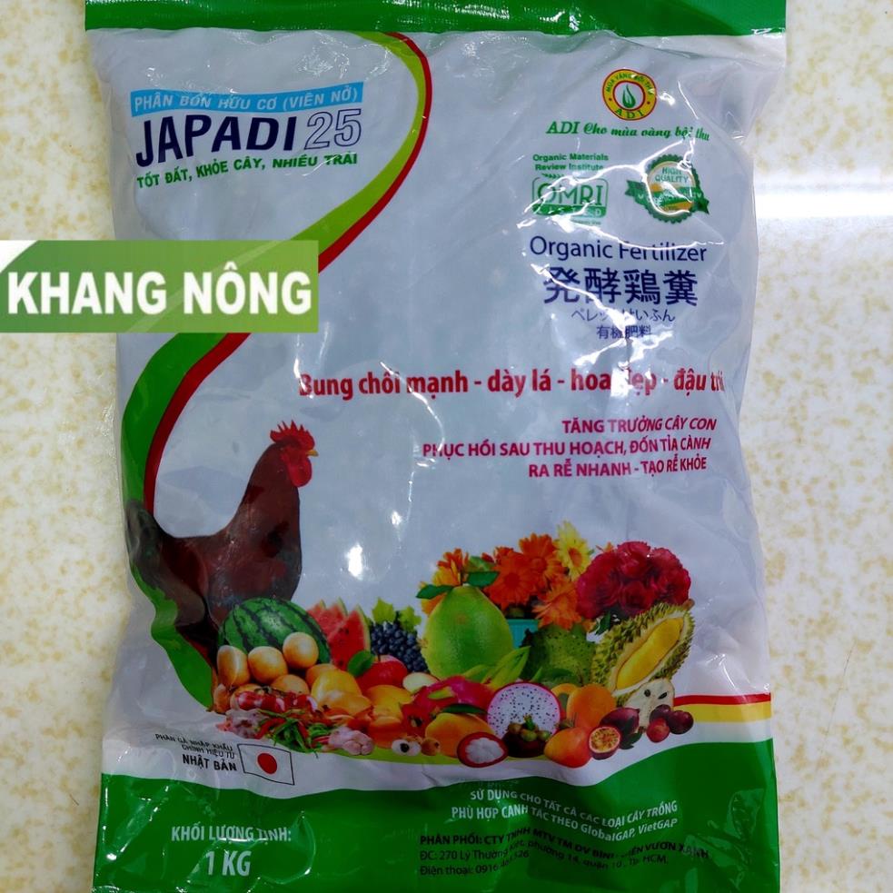 (bao bì mới) 1 kg phân gà hữu cơ viên nén Nhật Bản japadi