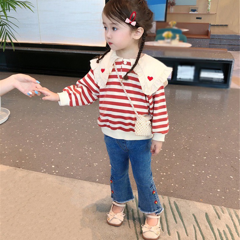 Quần Jean Ống Loe Lưng Thun Xinh Xắn Theo Phong Cách Hàn Quốc Dành Cho Nữ