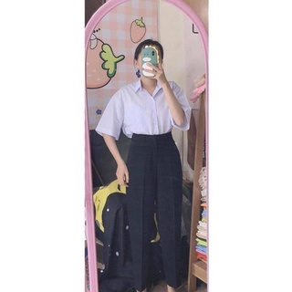 [SIEU SALE] Sét bộ đi học- sơ mi cộc tay trắng quần baggy vải tuyết mưa ulzzang (hàng sẵn ảnh thật)