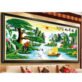 Tranh thêu phong cảnh 195x103cm