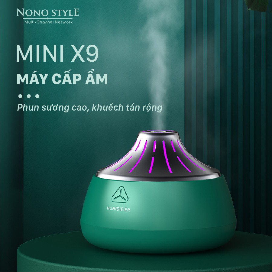 Máy phun sương, cấp ẩm, khếch tán tinh dầu 200ml - MINIX9 HUMIDIFIER - Có Đèn Led Thông Minh - Nhỏ Gọn, Tiện Dụng