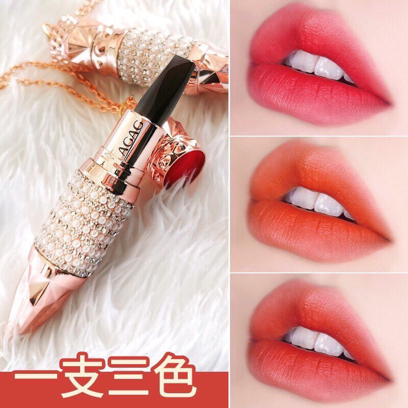 Son 3 màu Kim Cương AGAG dưỡng ẩm siêu lì (Hạt Đá ),làm sáng môi,mềm môi và che phủ đường vân môi | BigBuy360 - bigbuy360.vn
