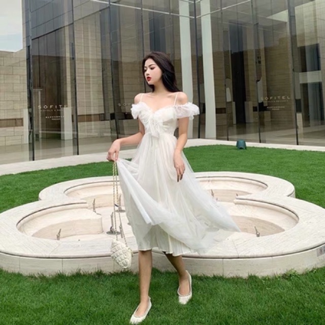 Đầm công chúa 2 dây trễ vai Ulzzang HQ 🌨 | BigBuy360 - bigbuy360.vn