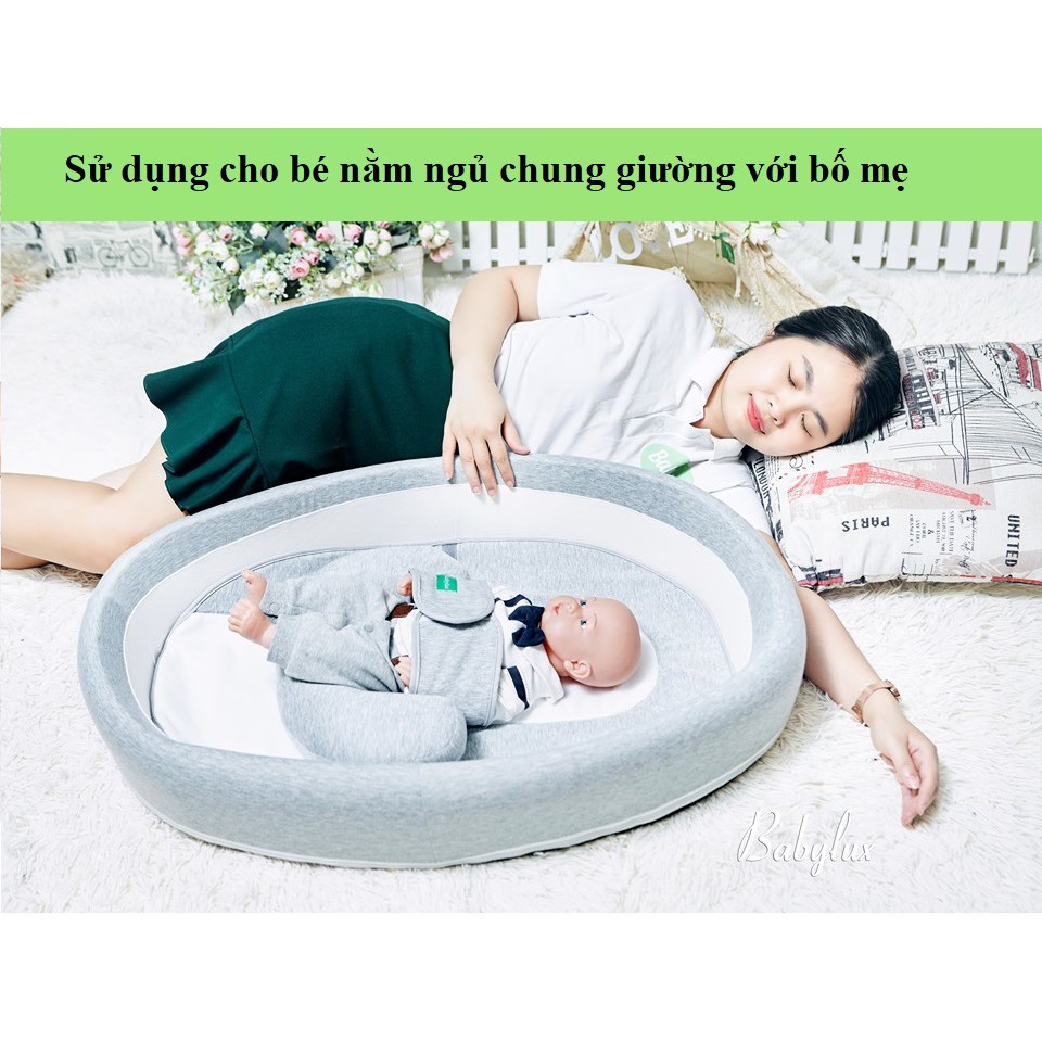 Nôi cũi ngủ chung giường & đệm ngủ đúng tư thế cho bé babylux 2 in 1