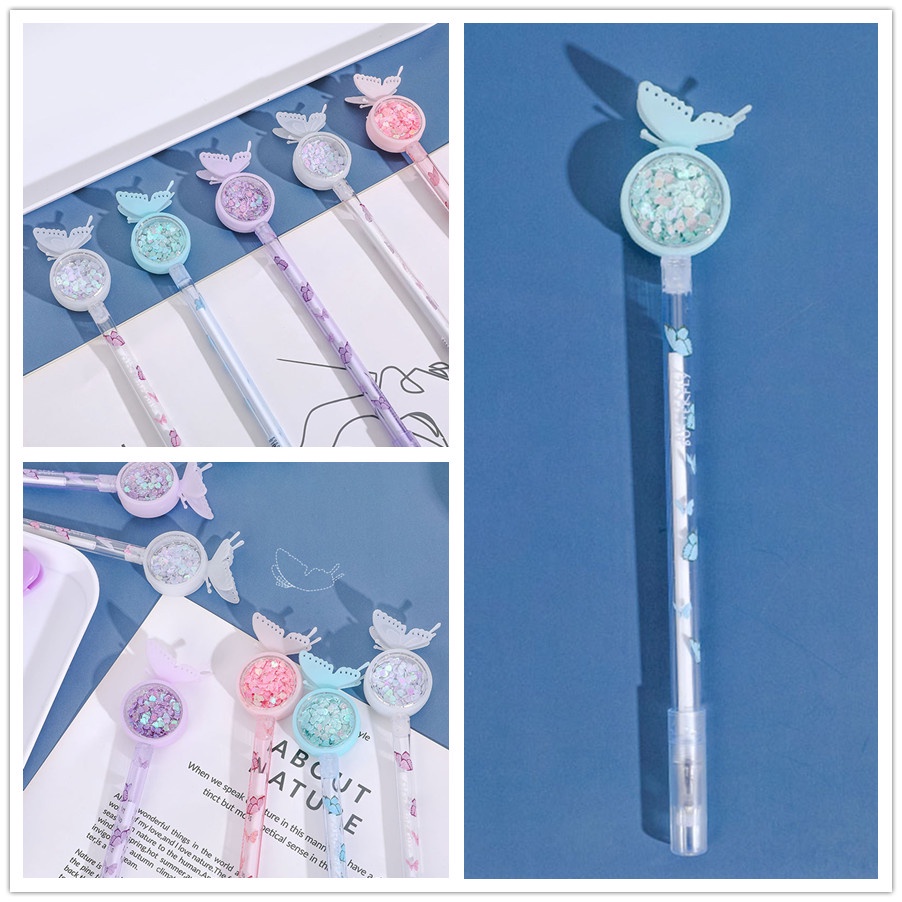 1 Cây Bút Chống Muỗi Hình Trái Tim Hoạt Hình Đính Kim Sa Màu Ngẫu Nhiên Cho Học Sinh/Văn Phòng