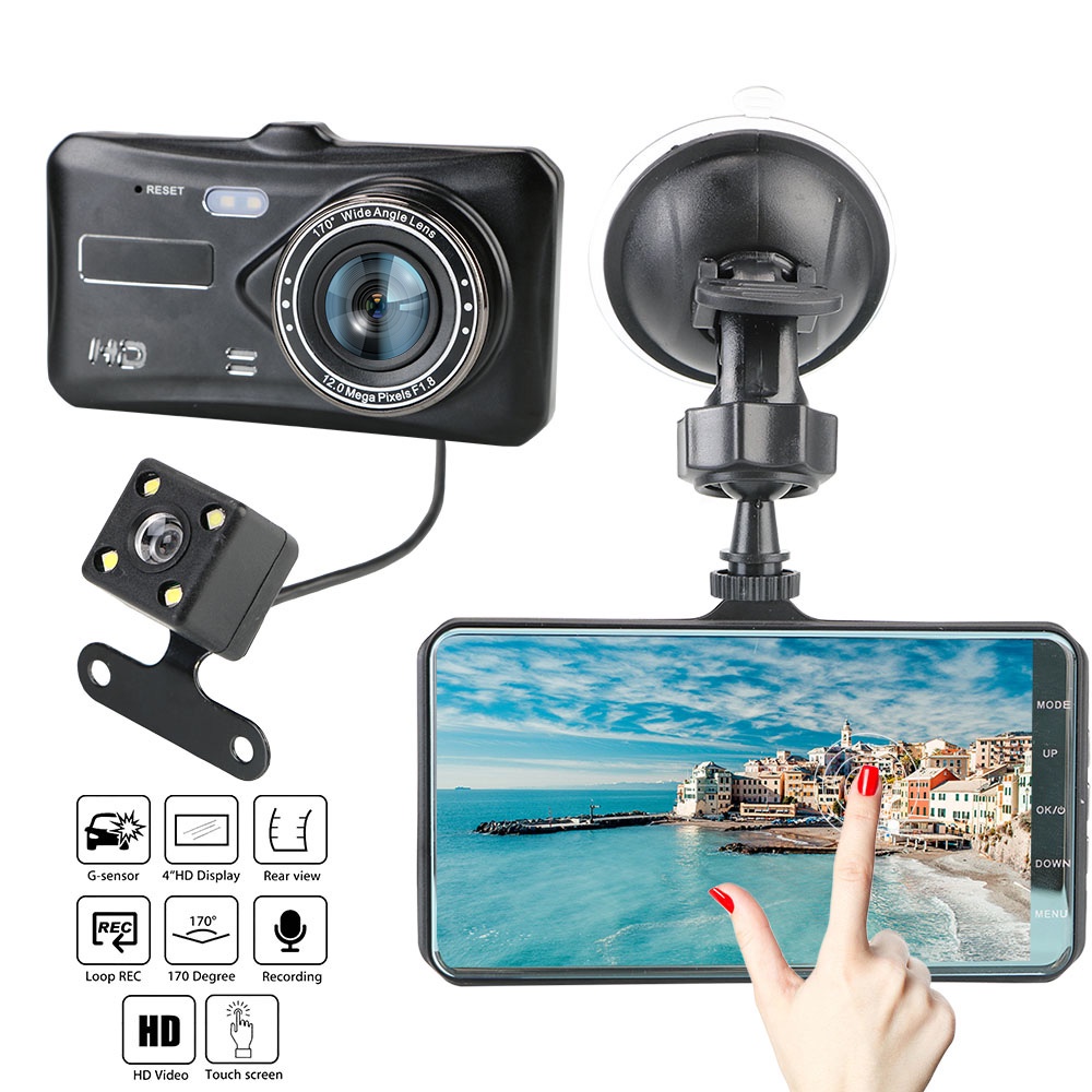 Camera hành trình cho xe hơi màn hình cảm ứng 4" HD 1080P
