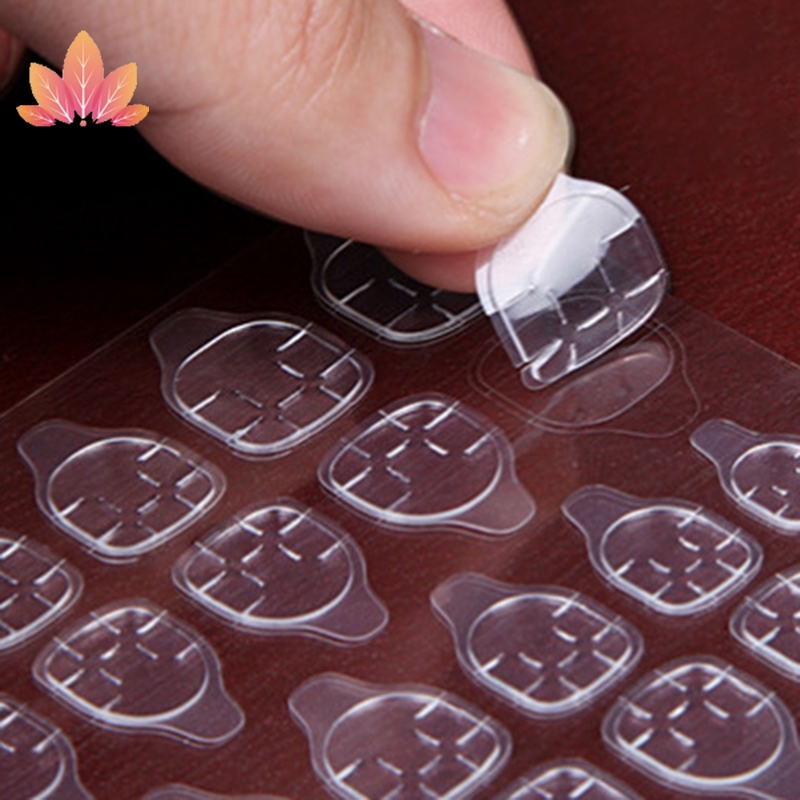 [Hàng mới về] Bộ 24 miếng dán móng tay giả hai mặt trong suốt chống thấm nước dạng gel tiện lợi