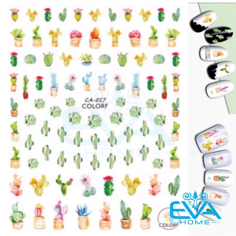Decal Dán Móng Tay 3D Nail Sticker Hoạ Tiết Cây Xương Rồng Cactus Tree CA057