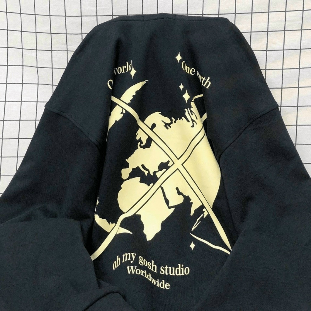 FREE SHIP Áo KHoác Nỉ Dây kéo ZIp In HÌnh Trái Đất Xanh Mình Anh Và Em Chống Nắng HOt Trend