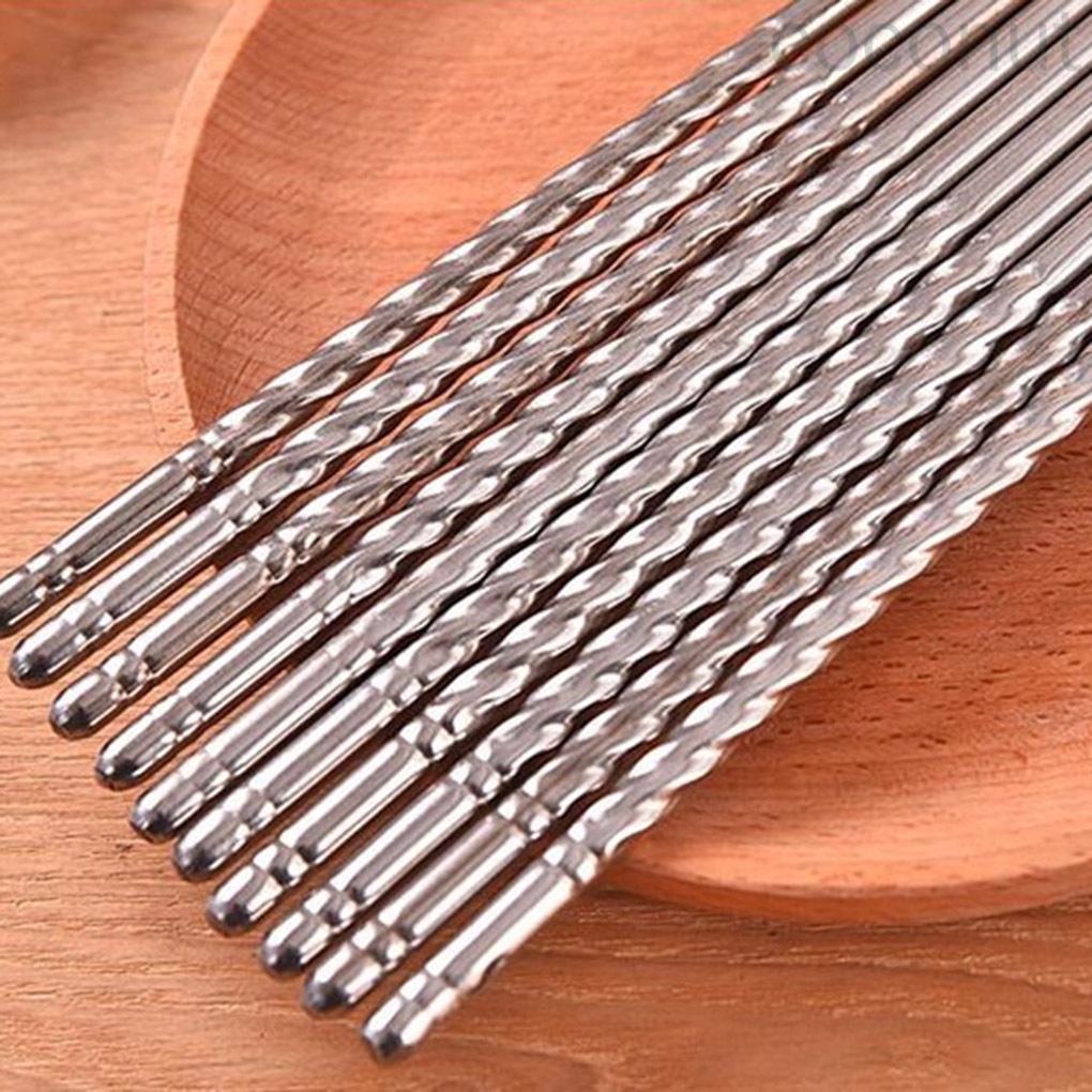 Đũa Ăn Bằng Thép Không Gỉ Chống Trượt Có Thể Tái Sử Dụng