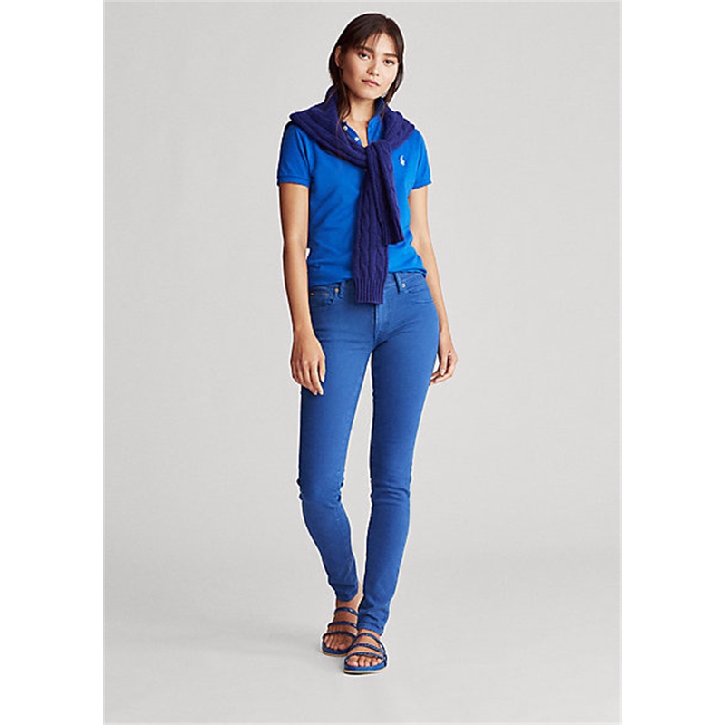 Áo thun polo tay ngắn dáng ôm thêu hình Ralph Laurens cao cấp thời trang cho nữ