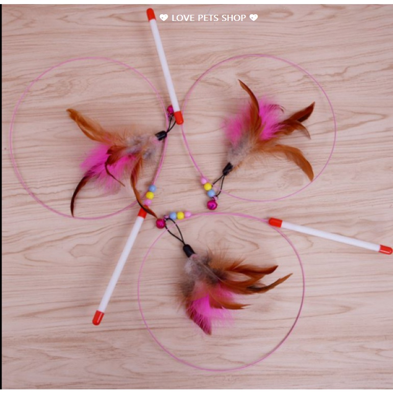 CẦN CÂU MÈO, QUE TRÊU MÈO GẮN LÔNG VŨ VÀ CÁC CON VẬT - LOVE PETS SHOP