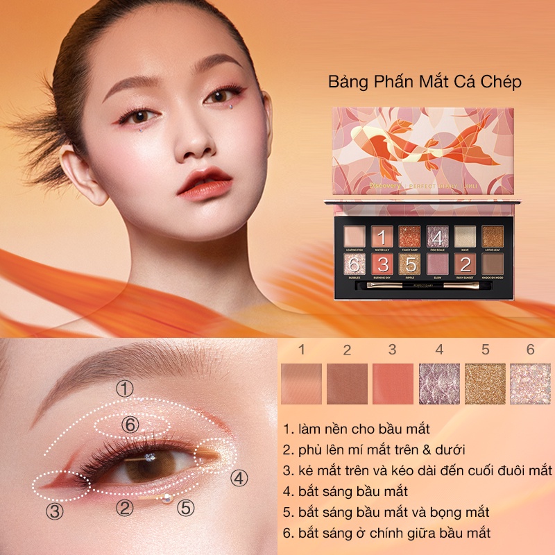 Set bảng phấn mắt 12 màu 14g + mascara đen 4.5g Perfect Diary