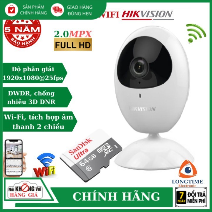 Camera Wifi Hikvision DS-2CV2U21FD-IW , cube 2.0 fullHD , đàm thoại 2 chiều , cảnh báo chuyển động , xem đêm